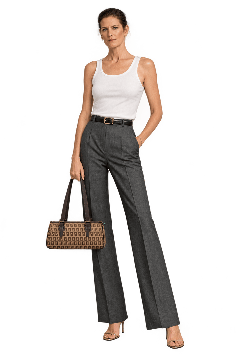 1990s Tan Woven Fabric Shoulder Bag - Model