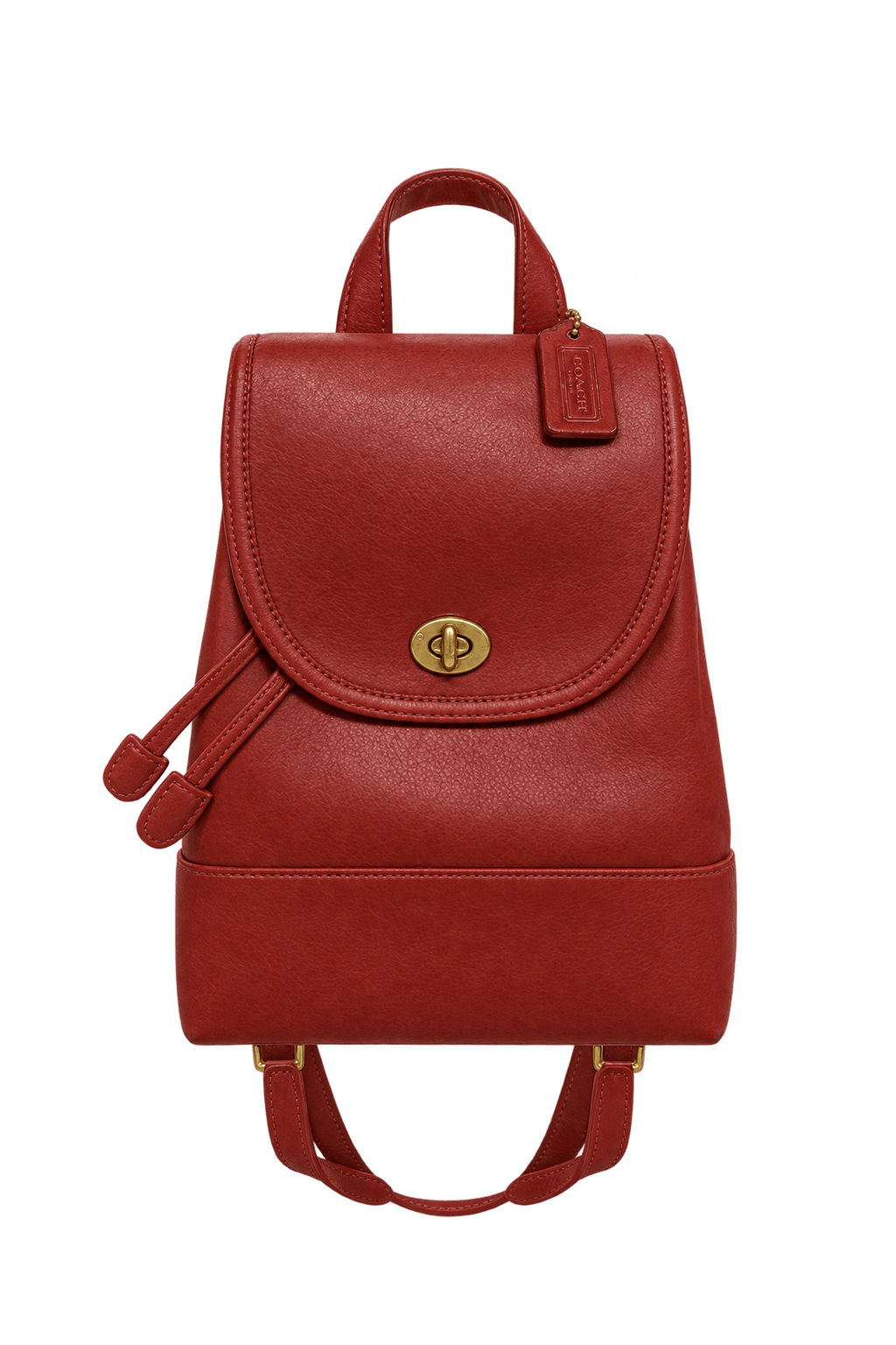1980s Reddish Brown Leather Backpack - Front View
