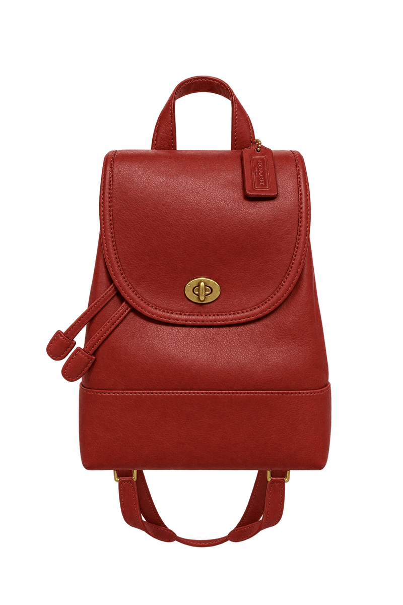 1980s Reddish Brown Leather Backpack - Front View