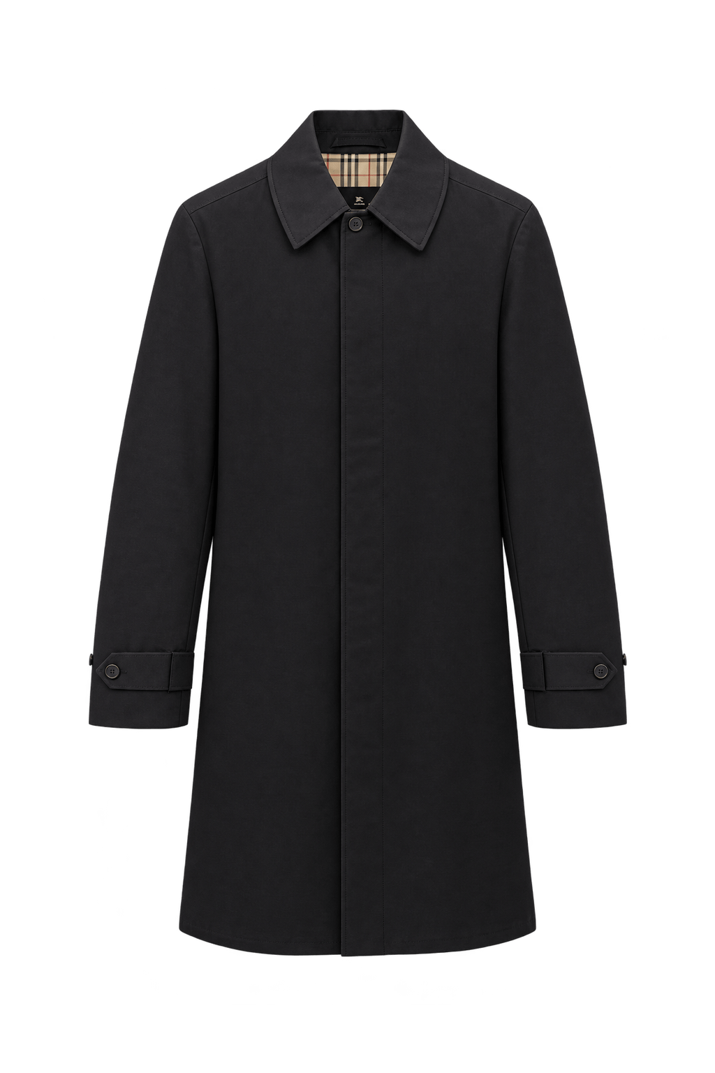 1990s Dark Brown Cotton-Blend Twill Coat - Front View