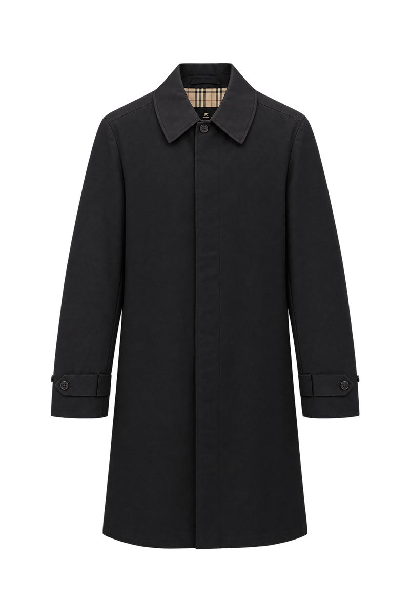 1990s Dark Brown Cotton-Blend Twill Coat - Front View
