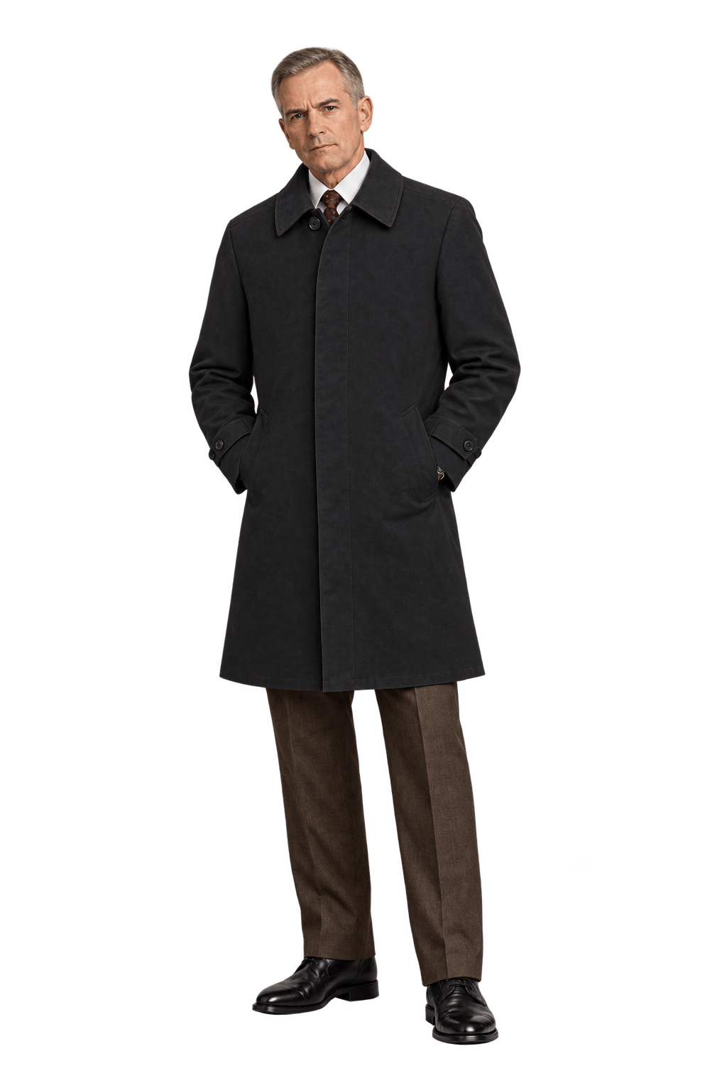 1990s Dark Brown Cotton-Blend Twill Coat - Model
