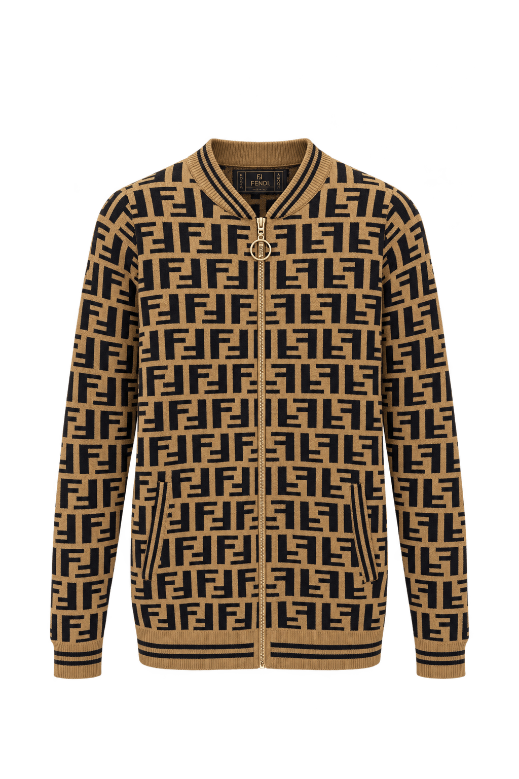 Unknown Camel Brown Knit Cardigan - Front View