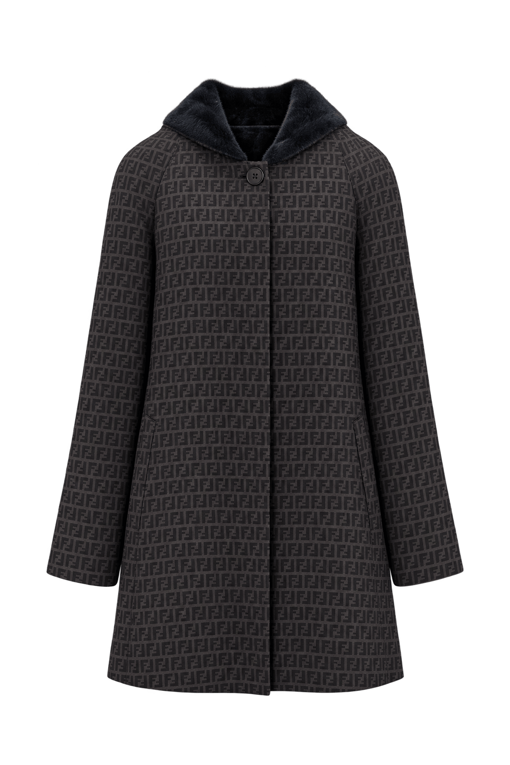 1990s Dark Brown Woven Fabric Coat - Front View