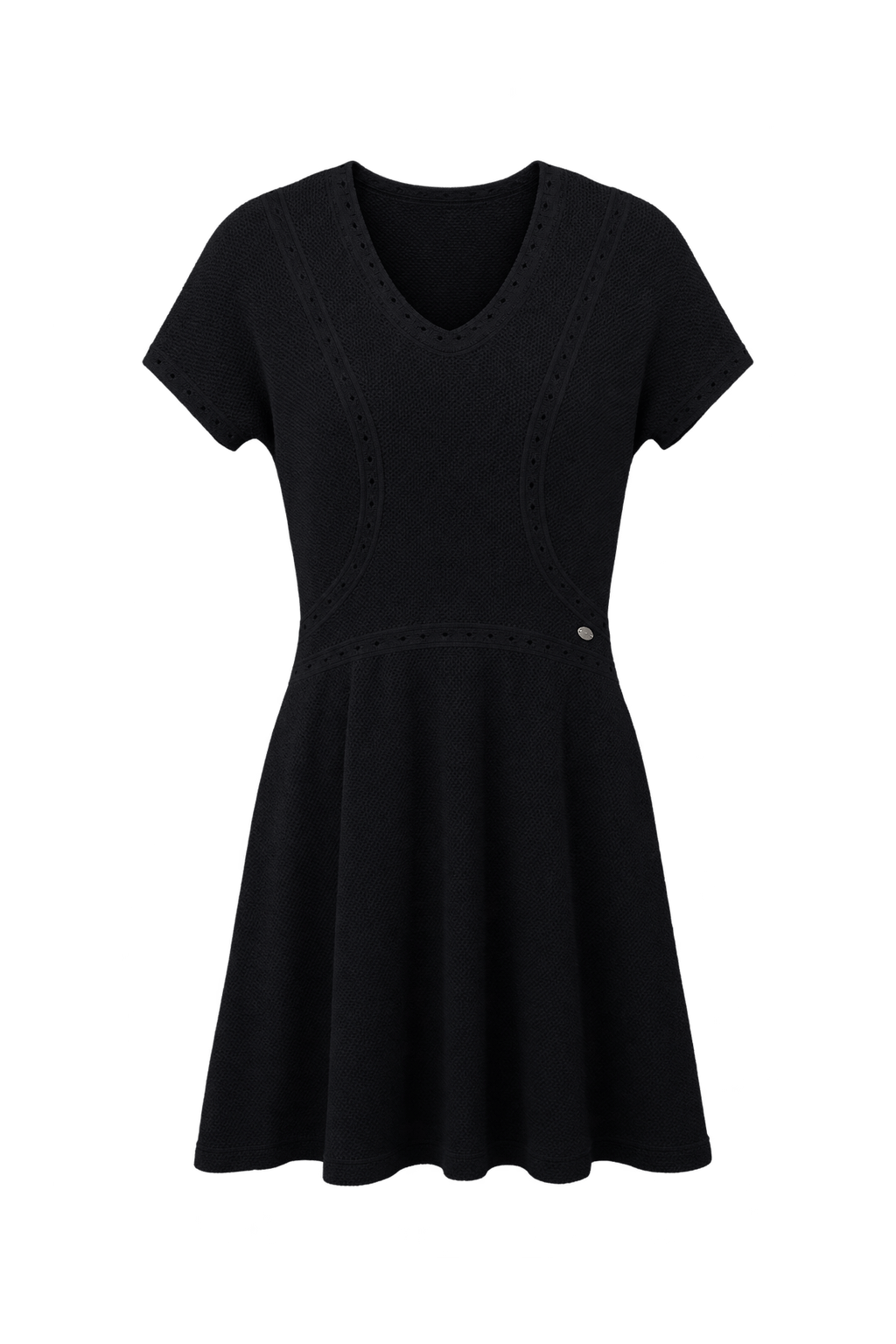 1990s Black Unverified Knit Dress - Front View