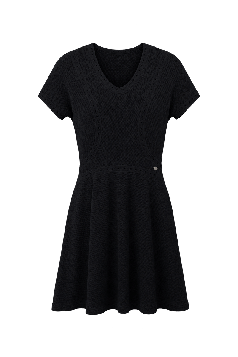 1990s Black Unverified Knit Dress - Front View