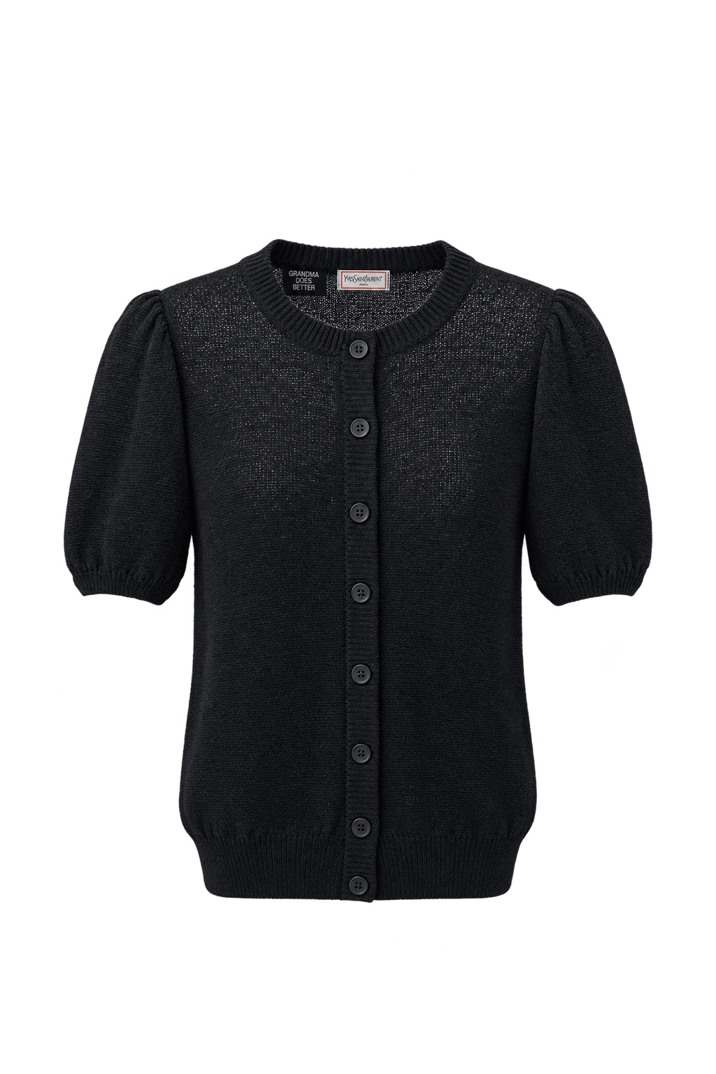 1990s Black Fine Knit Cardigan - Front View