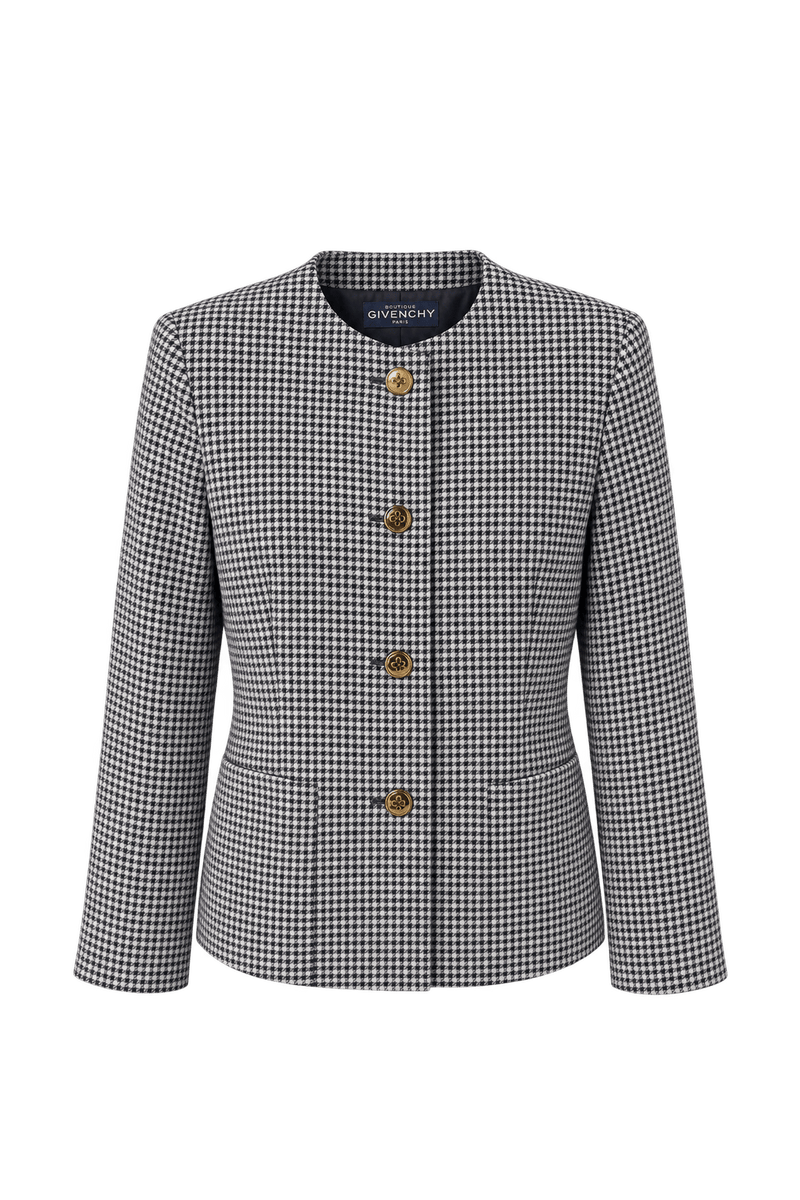 1980s Cream White Woven Fabric Jacket - Front View