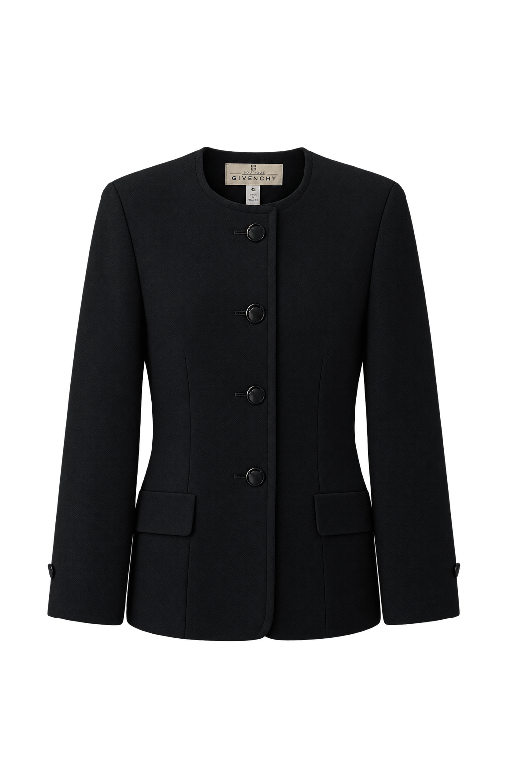 1980s Black Woven Fabric Women's Jacket - Front View