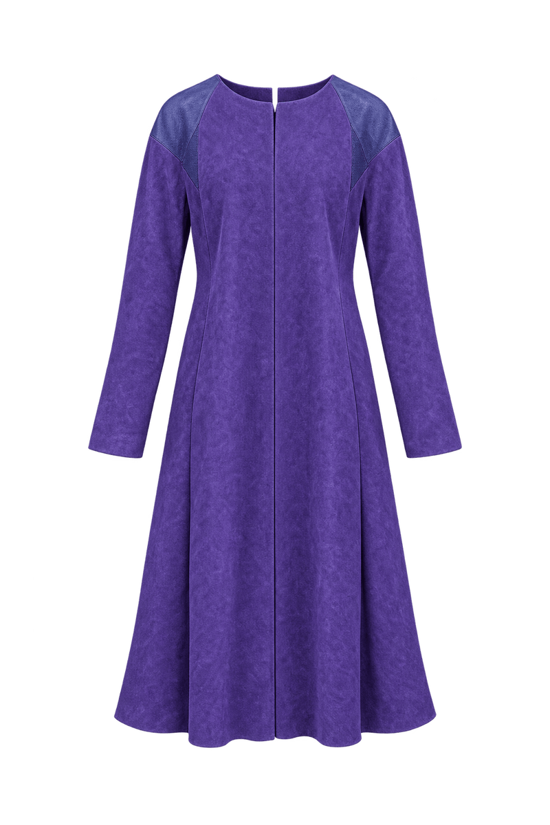 1980s Vivid Violet Suede Coat - Front View