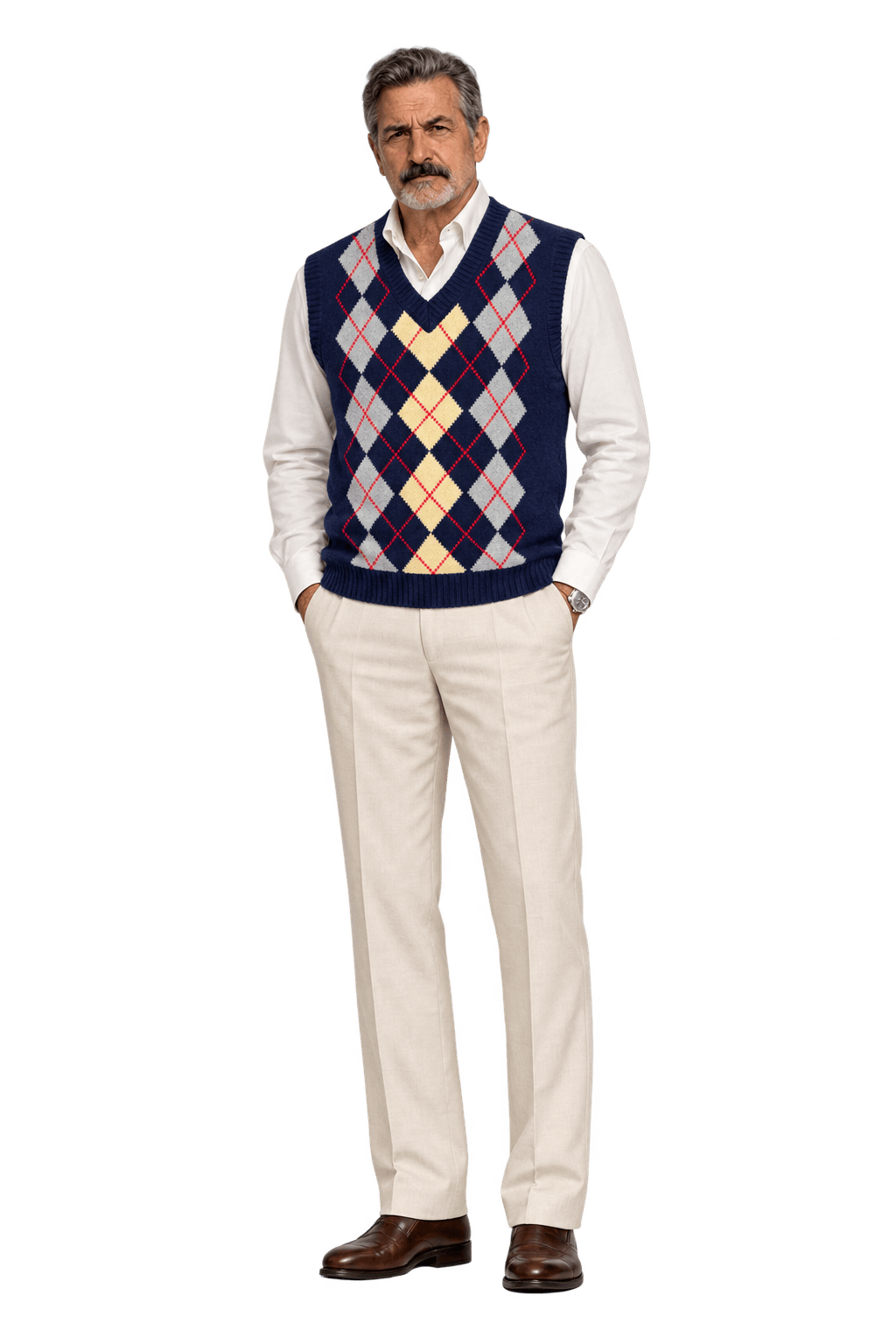 1980s Navy Blue Knit Vest - Model