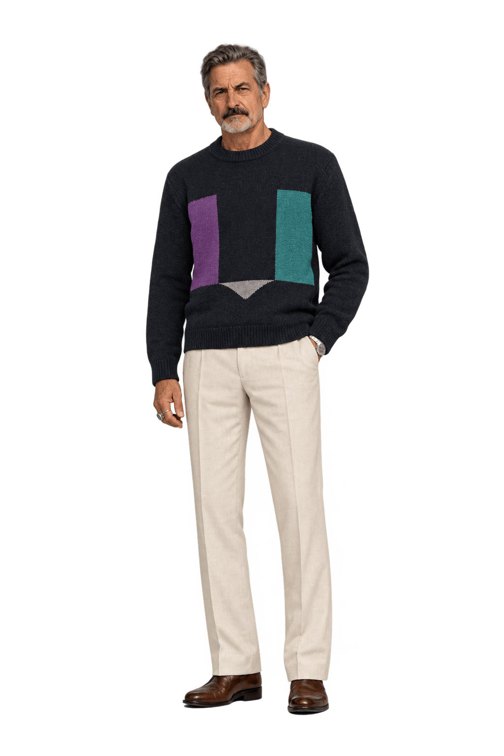 1980s Black Knit Sweater - Model