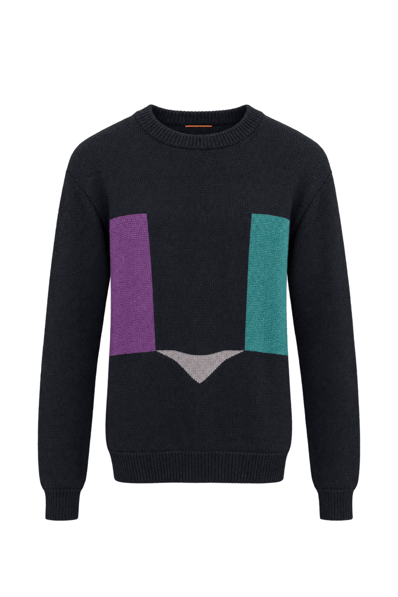 1980s Black Knit Sweater - Front View