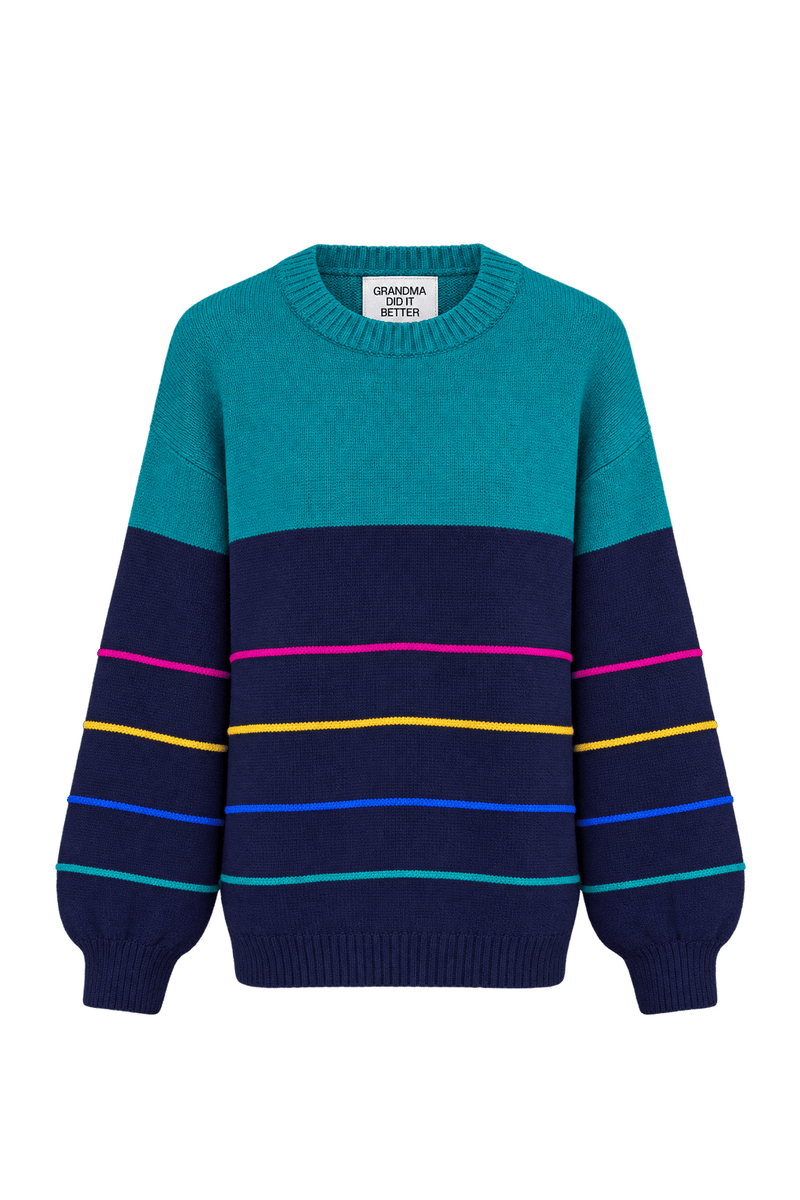 1980s Navy Blue Knitted Yarn Sweater - Front View