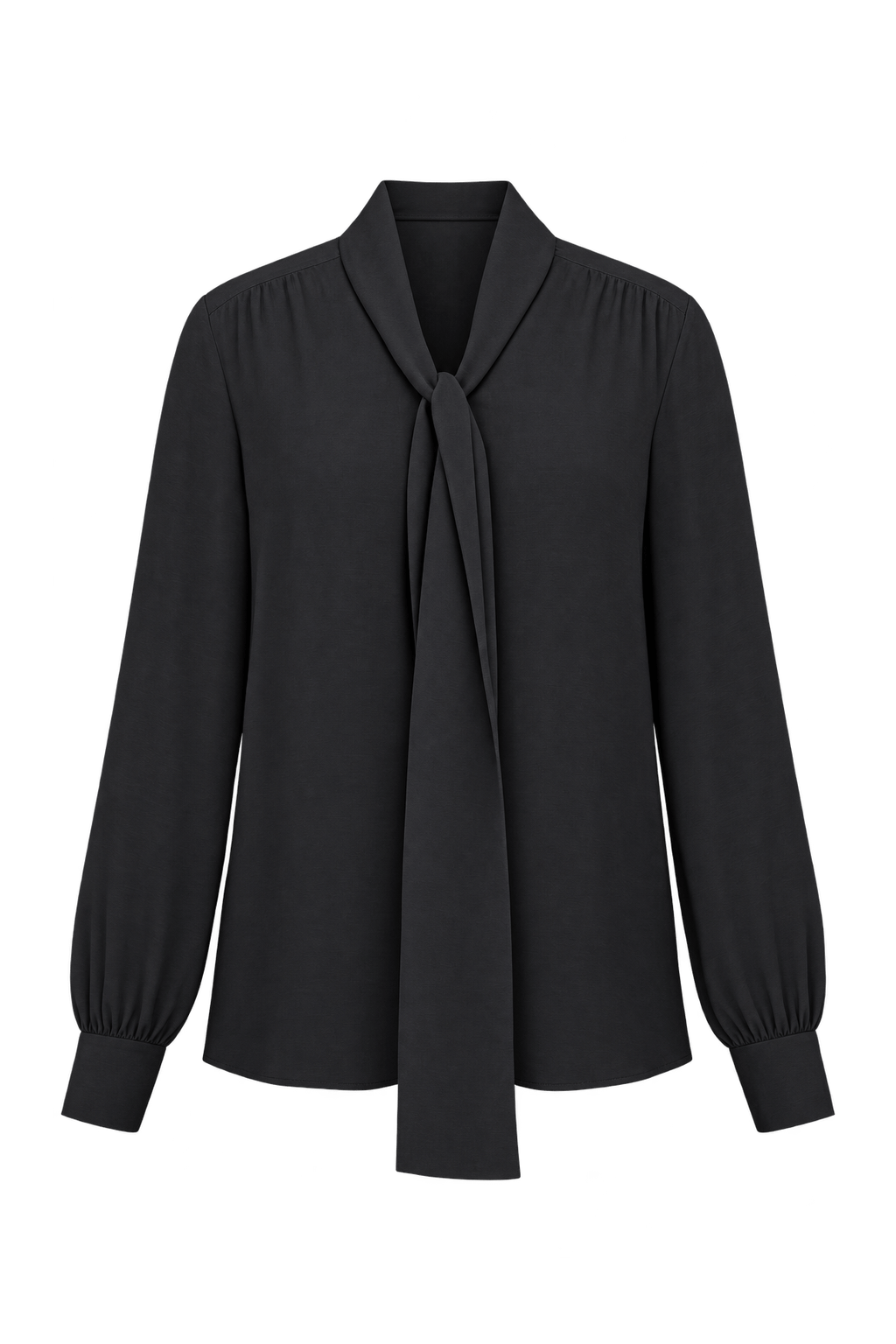 1970s Black Unverified Lightweight Woven Blouse - Front View