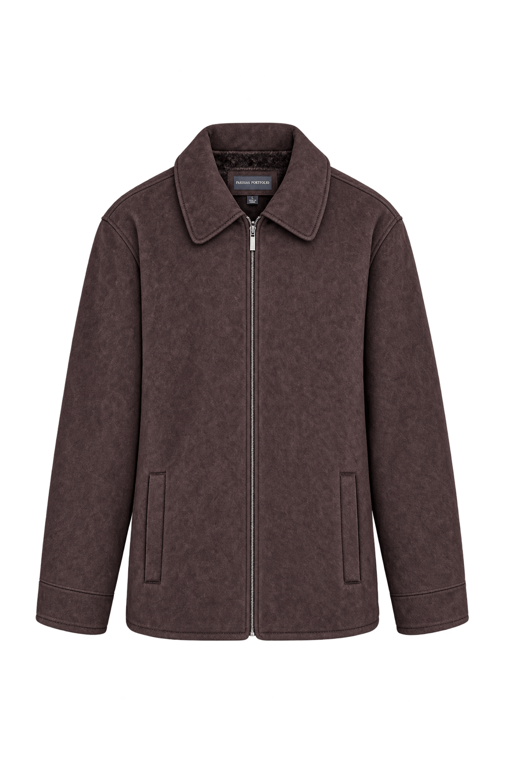 1990s Dark Chocolate Brown Suede-Look Jacket - Front View