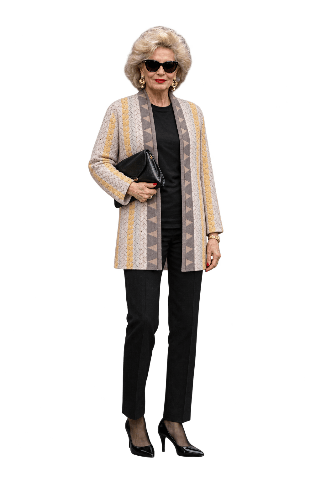 1980s Cream White Knitted Yarn Cardigan - Model