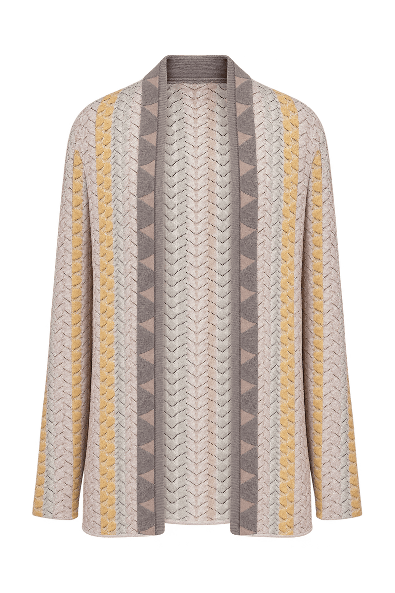 1980s Cream White Knitted Yarn Cardigan - Front View
