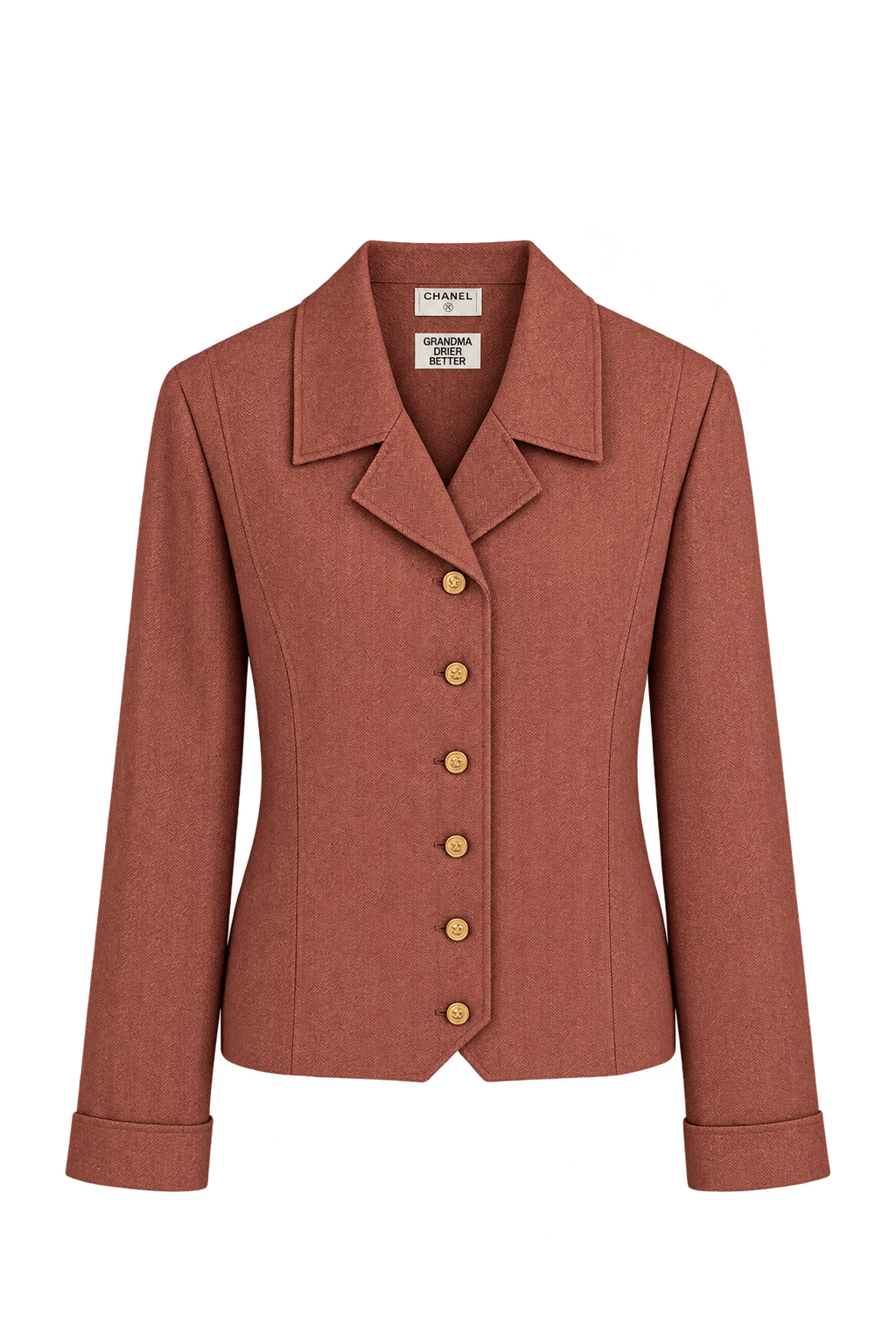 1990s Coppery Rust Brown Unverified Woven Fabric Jacket - Front View
