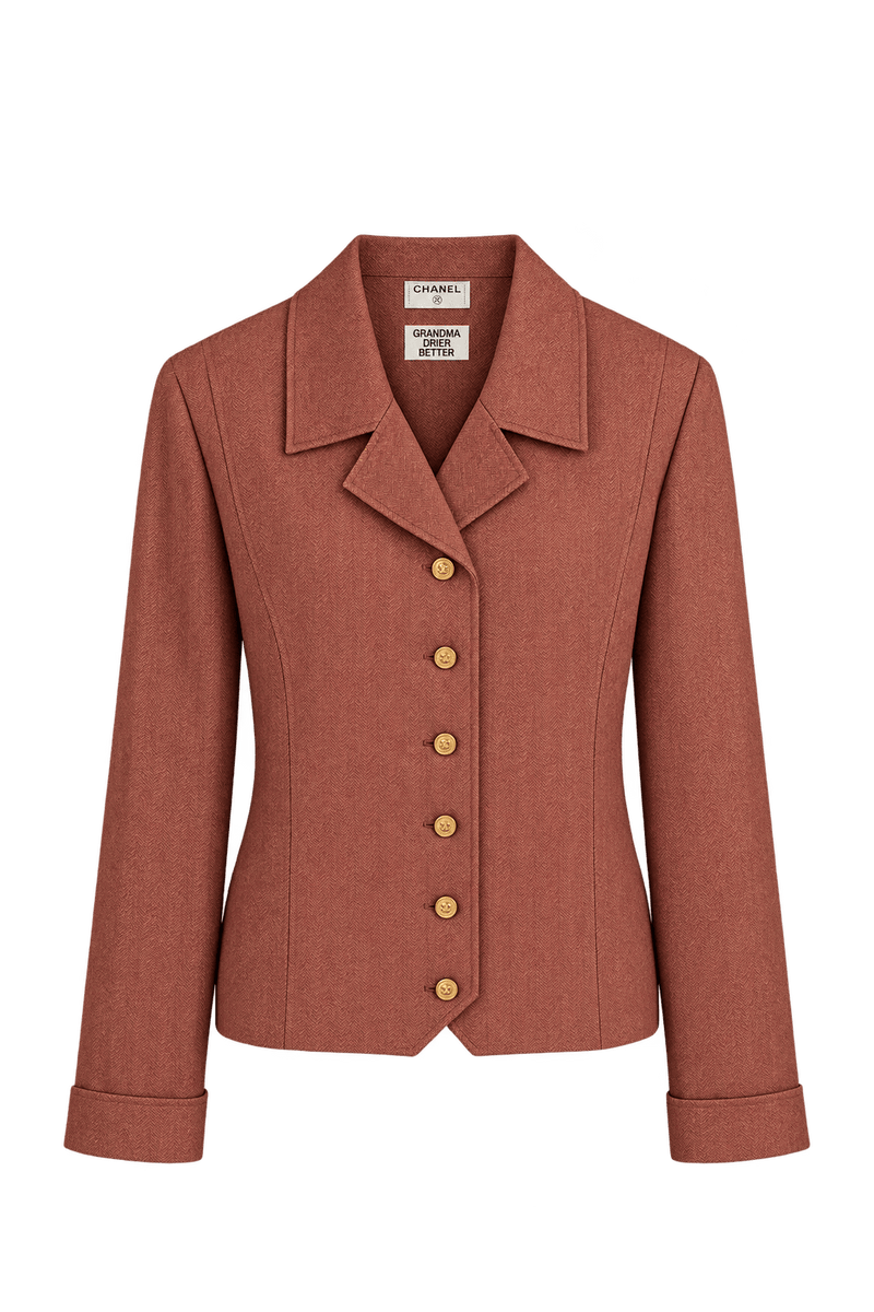1990s Coppery Rust Brown Unverified Woven Fabric Jacket - Front View