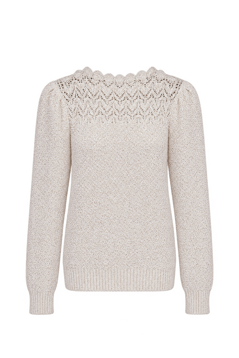 1970s Warm Ivory Knitted Sweater - Front View