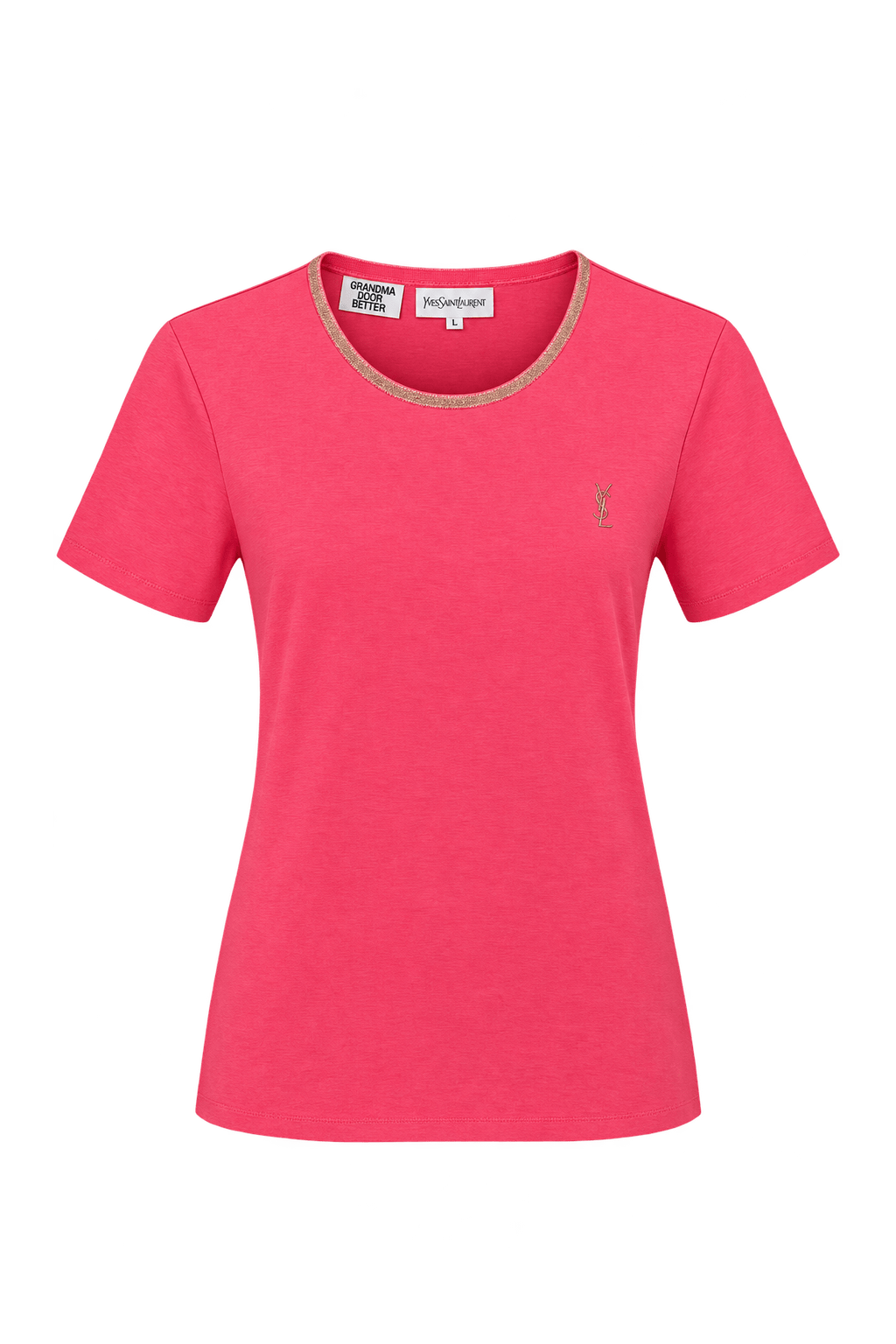1980s Bright Pink Knitted T-Shirt - Front View