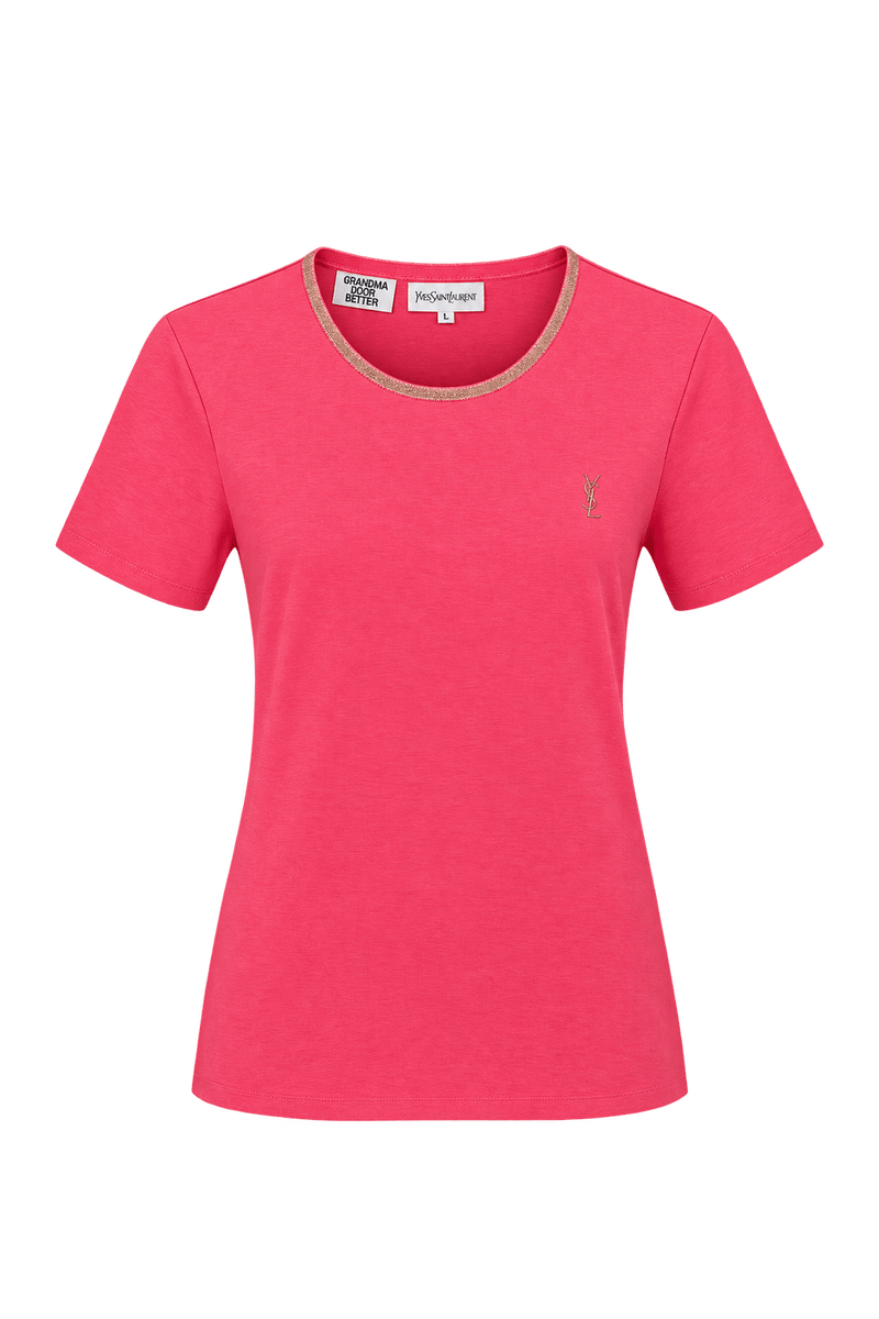 1980s Bright Pink Knitted T-Shirt - Front View