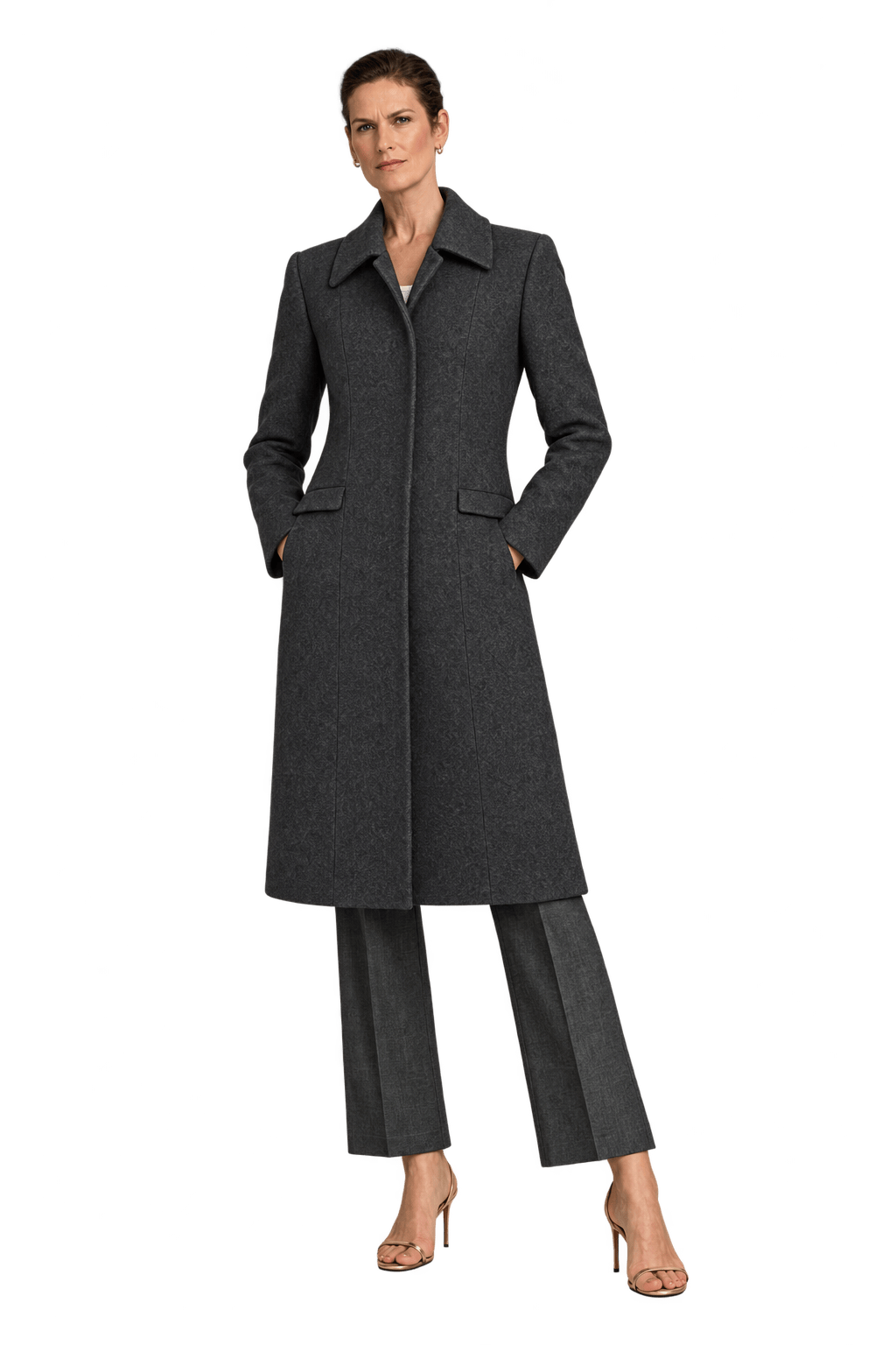 1990s Black Wool Blend Coat - Model