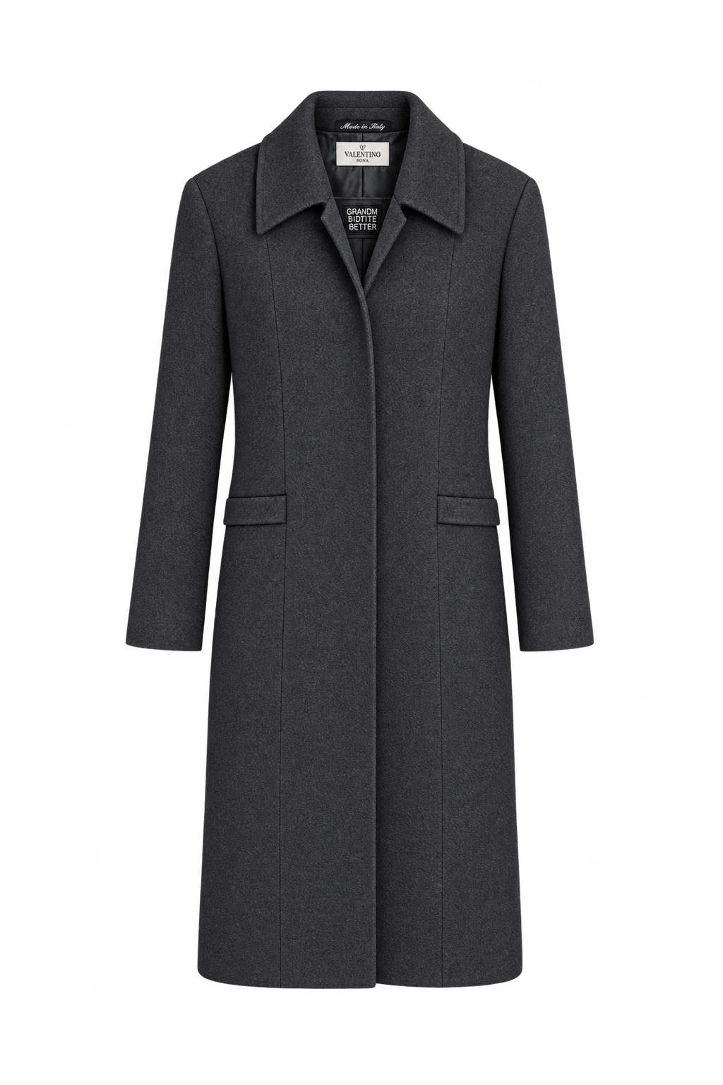 1990s Black Wool Blend Coat - Front View