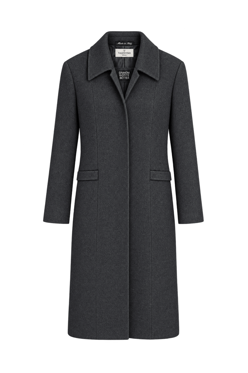 1990s Black Wool Blend Coat - Front View