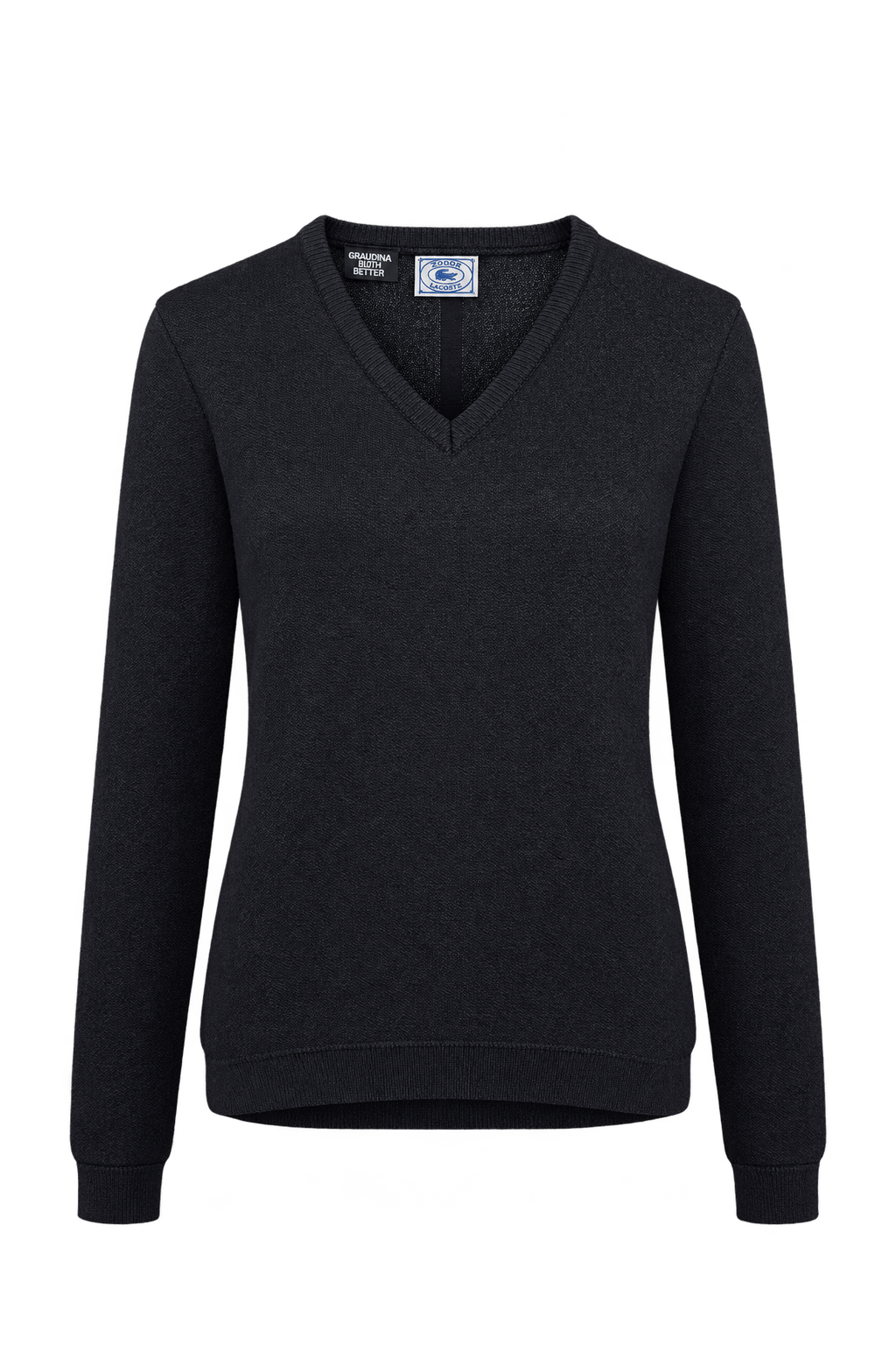 1970s Dark Charcoal Navy Knitted Yarn Sweater - Front View