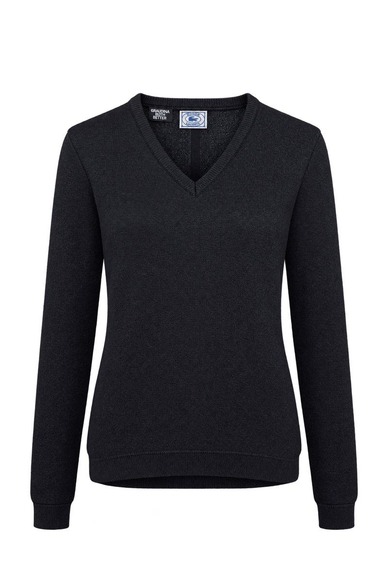 1970s Dark Charcoal Navy Knitted Yarn Sweater - Front View