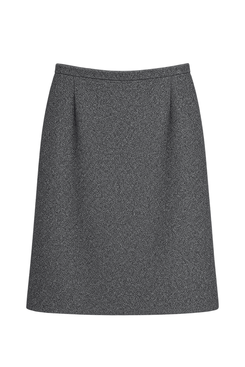 1960s Charcoal Gray Wool Blend Skirt - Front View