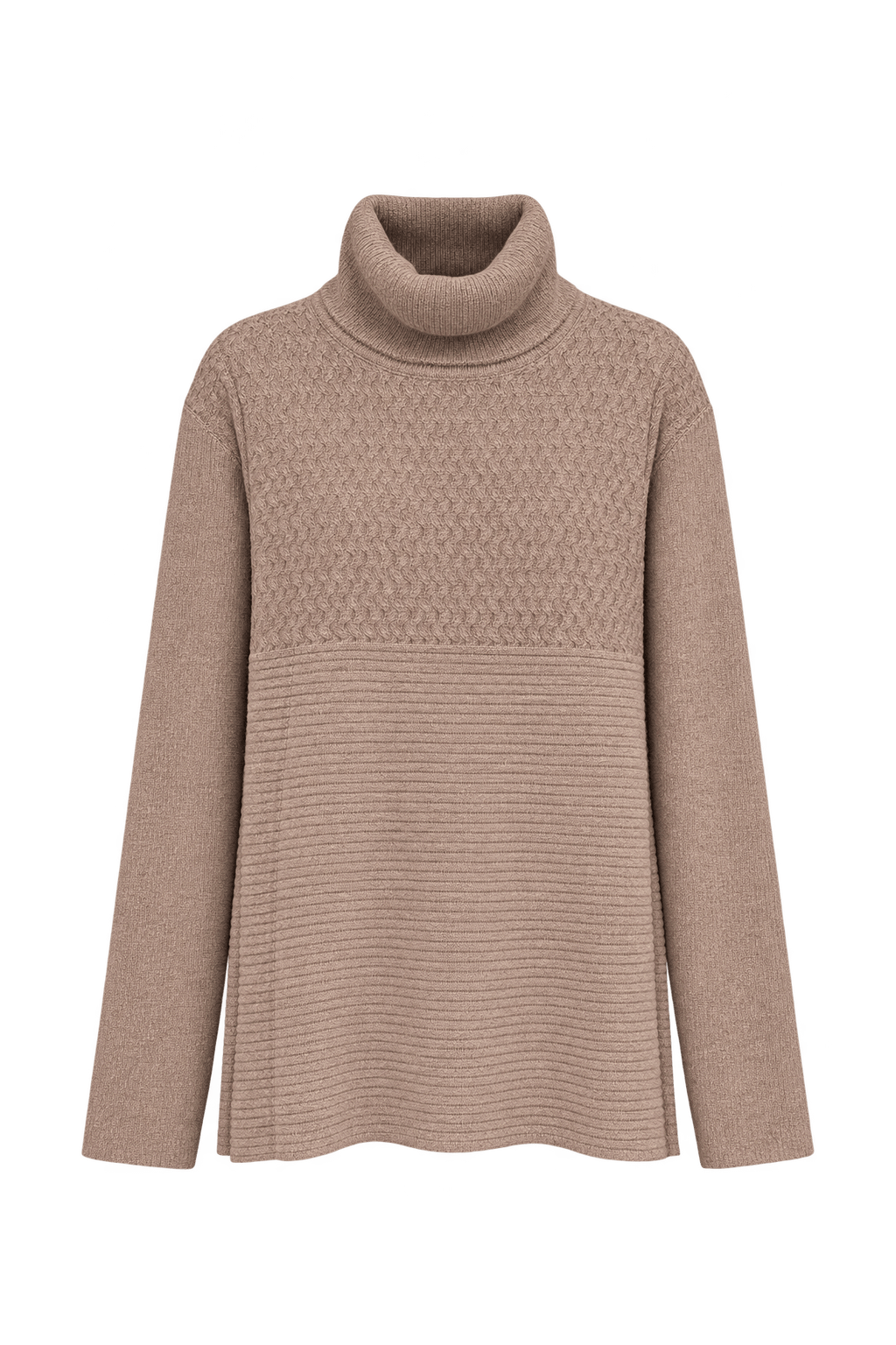 1990s Dusty Beige Pink Knitted Yarn Sweater - Front View