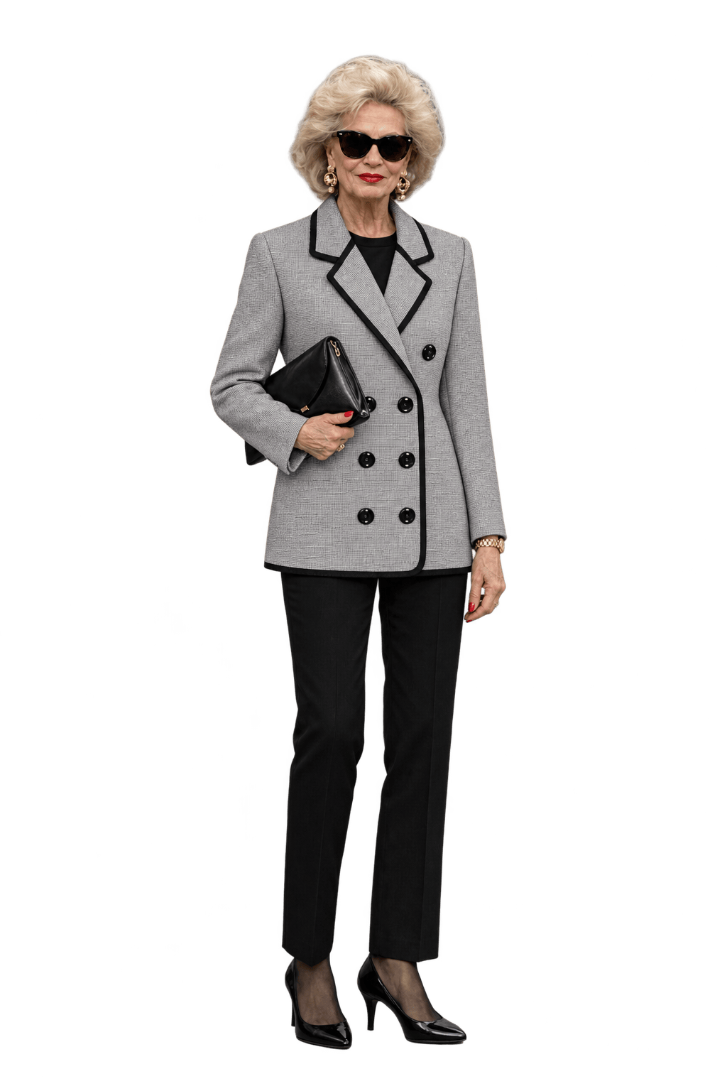 1980s Black and Off-White Woven Blazer - Model