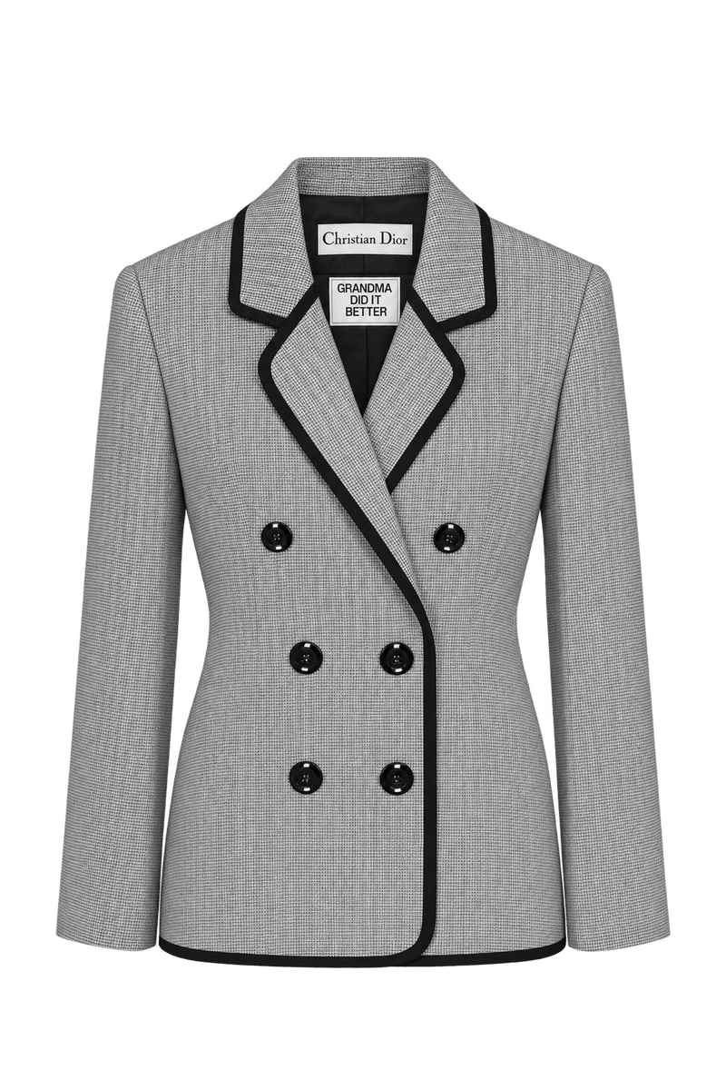 1980s Black and Off-White Woven Blazer - Front View