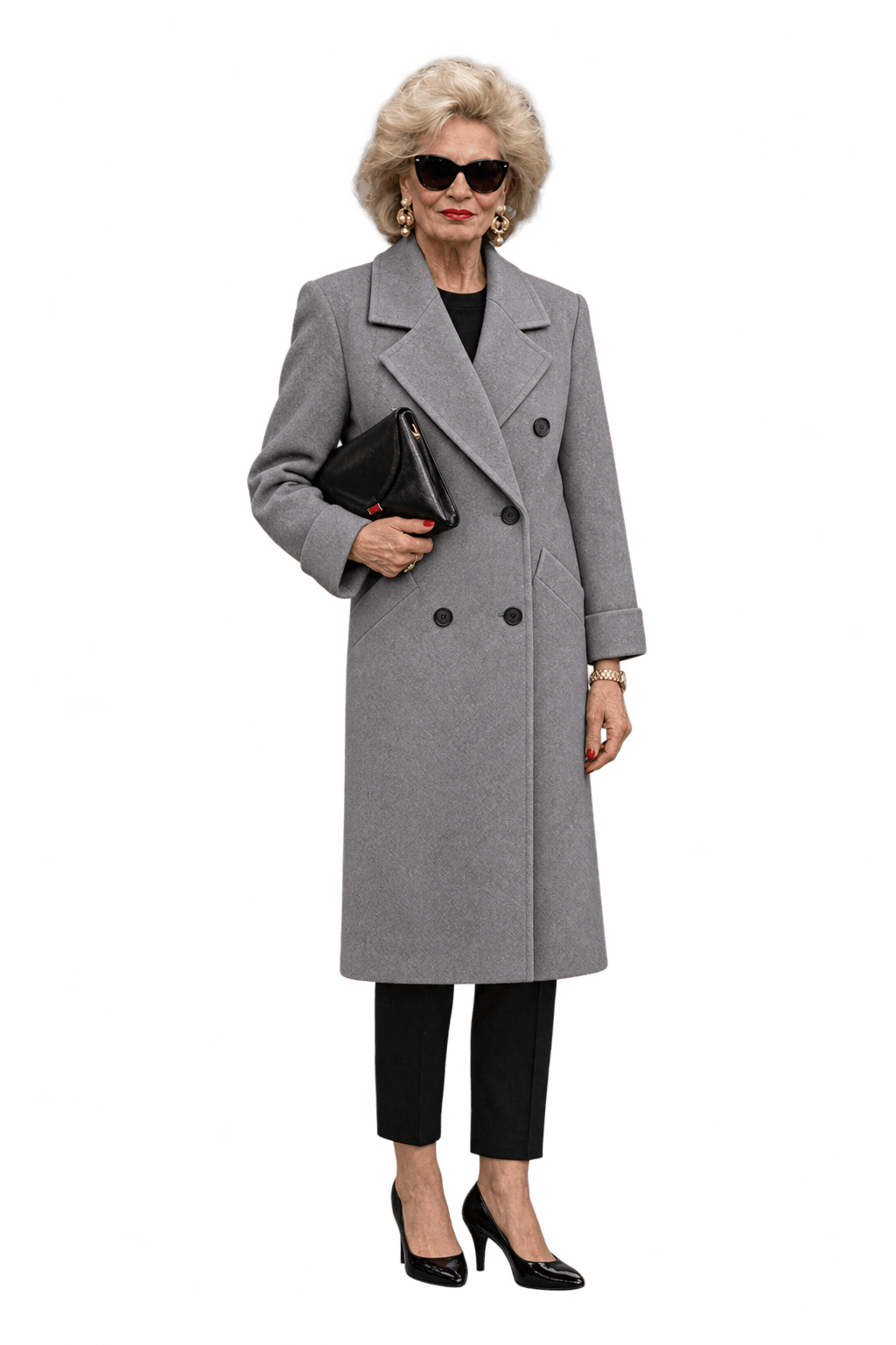 1980s Pale Lavender-Gray Wool Coat - Model