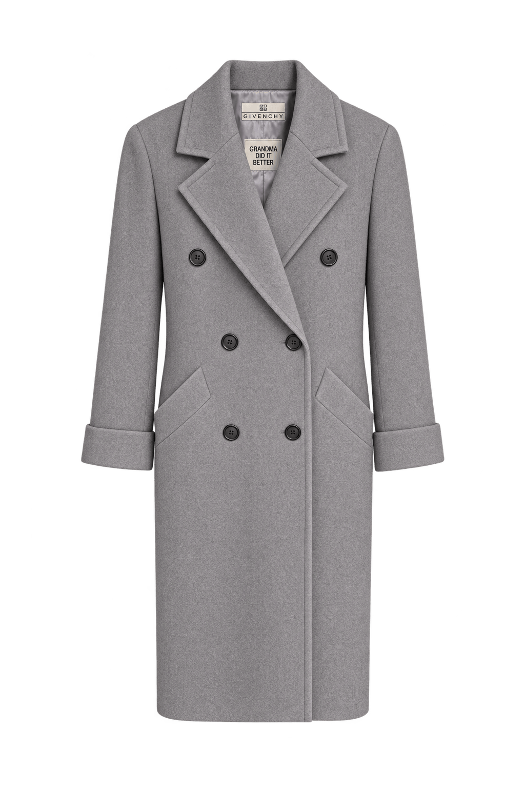 1980s Pale Lavender-Gray Wool Coat - Front View