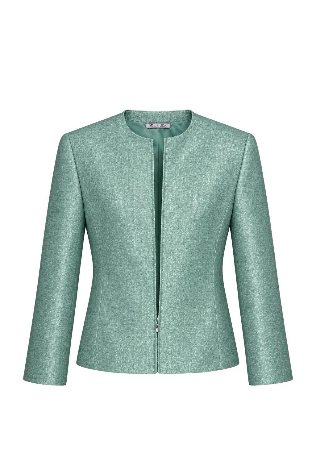 1980s Pale Mint Green Textured Jacket - Front View