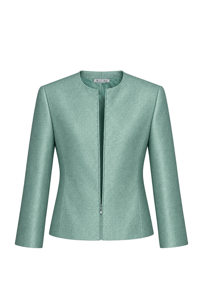 1980s Pale Mint Green Textured Jacket - Front View