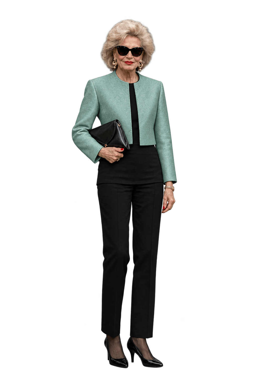 1980s Pale Mint Green Textured Jacket - Model