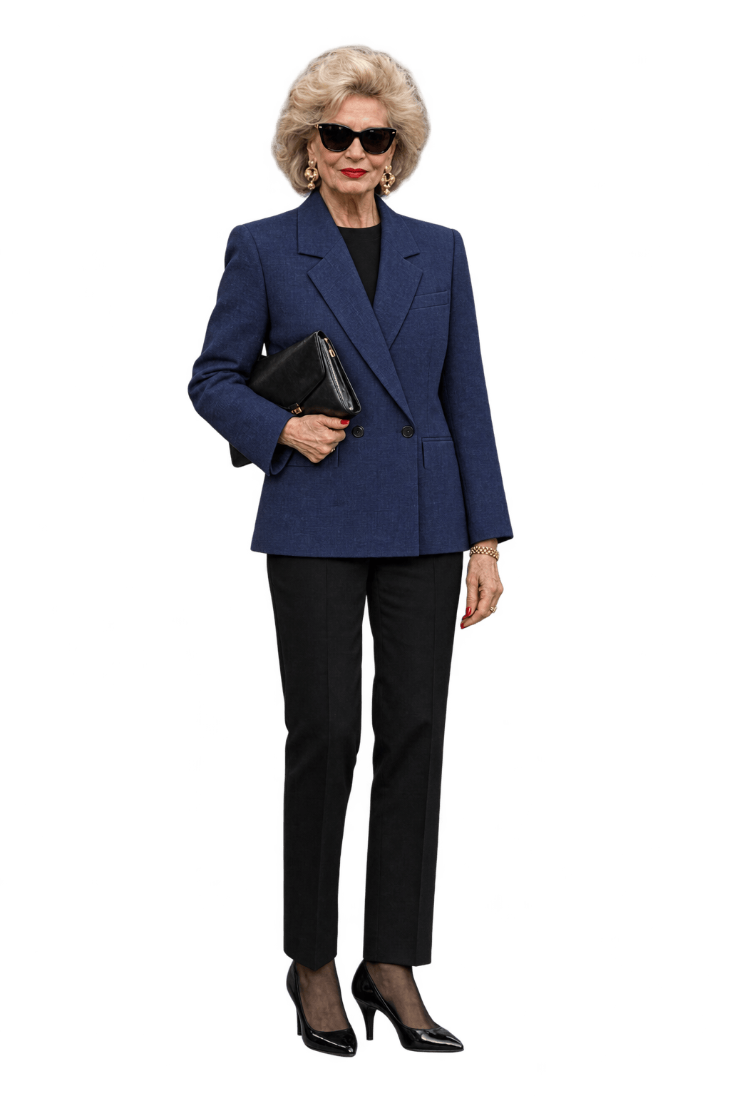 1980s Dark Navy Blue Woven Blazer - Model