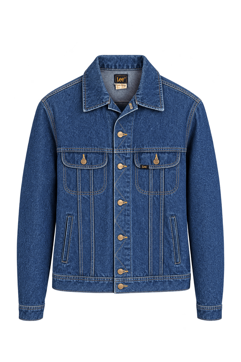 1970s Medium Blue Cotton Denim Denim Jacket - Front View