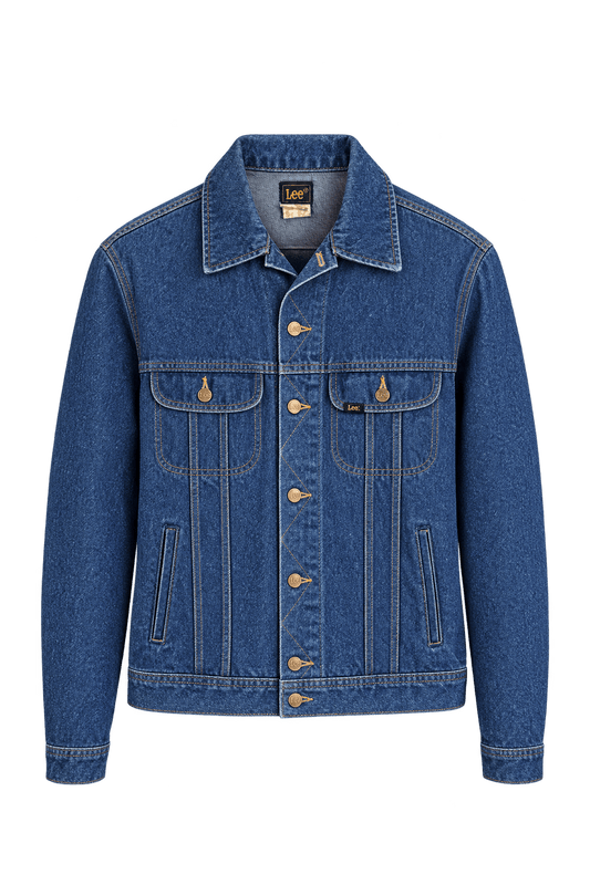 1970s Medium Blue Cotton Denim Denim Jacket - Front View