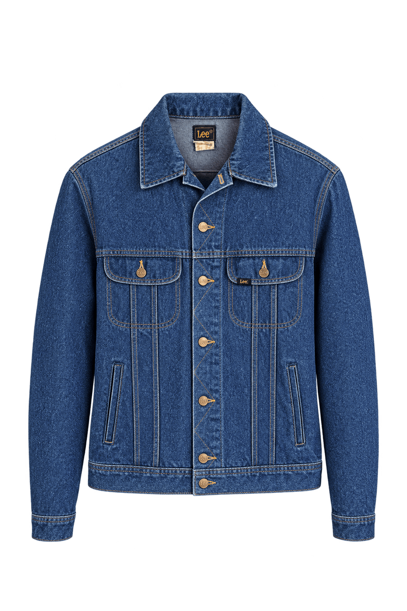 1970s Medium Blue Cotton Denim Denim Jacket - Front View