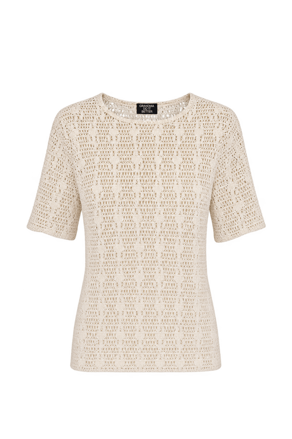 1970s Warm Ivory Crocheted Blouse - Front View