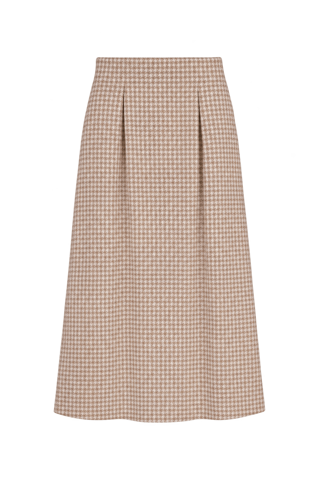 1970s Tan Brown Woven Fabric Skirt - Front View