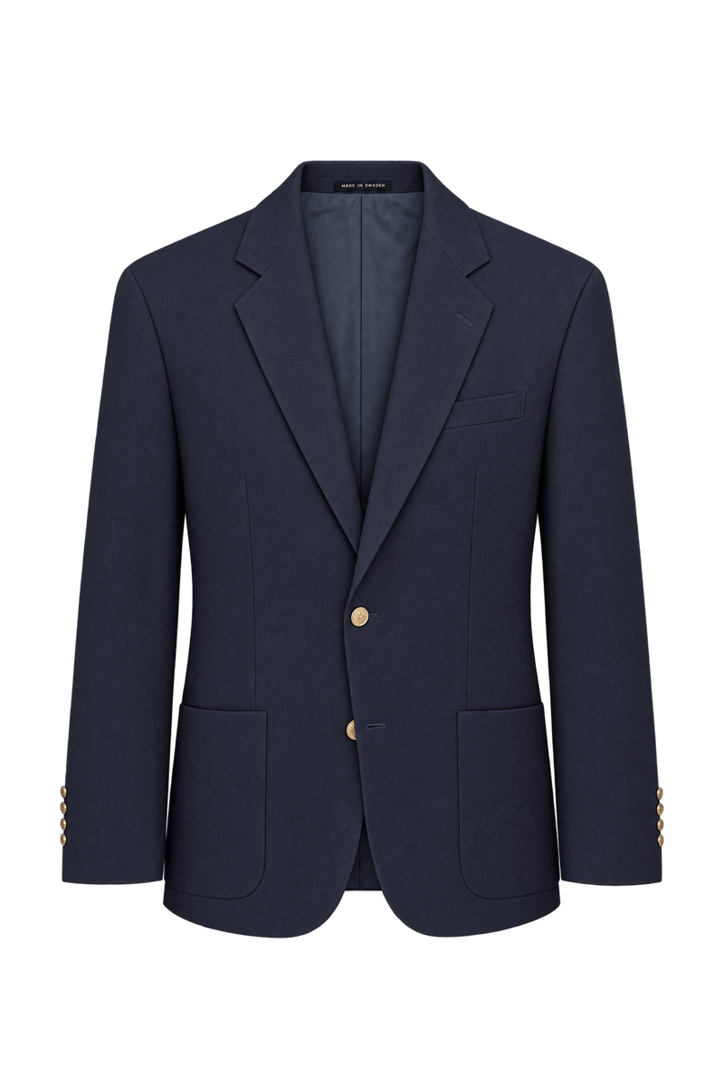 1980s Dark Navy Blue Woven Blazer - Front View