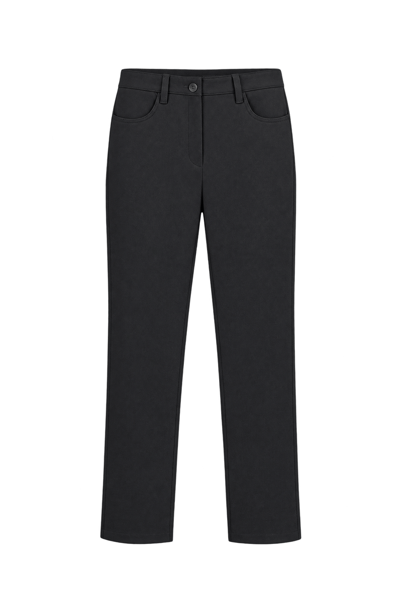 1990s Charcoal Black Woven Trousers - Front View