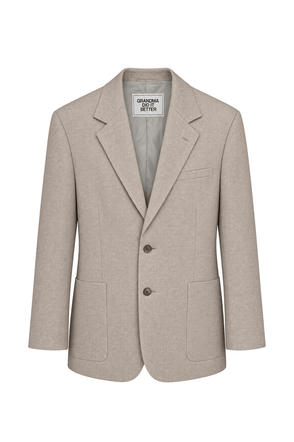 1980s Light Beige Woven Fabric Blazer - Front View